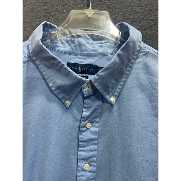 Ralph Lauren Chambray Oxford Mens Button Down Shirt Light Blue Size 4XB - Picture 4 of 10